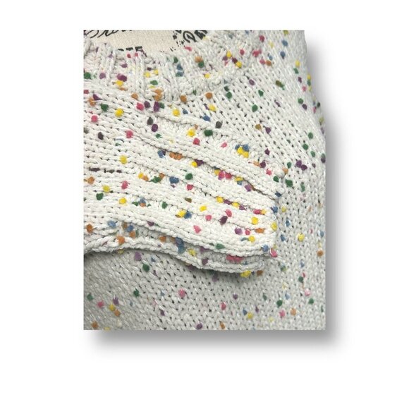 Seven7 Beige Confetti Chunky Knit Sweater Crew Neck Academia Preppy Size Large - Picture 6 of 10